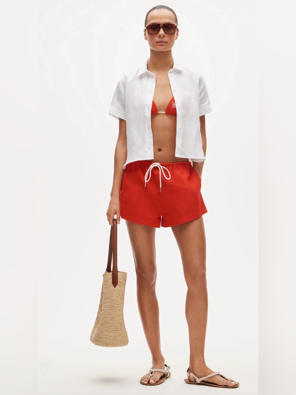Red J.Crew Cruise Drawstring Beach Shorts - Women, NWT, Medium